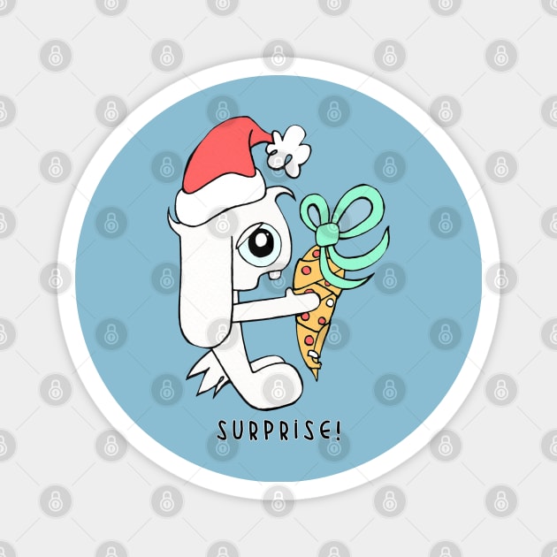 Surprise Christmas Gift from Lop Eared Bunny Magnet by badlydrawnbabe